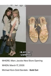 Michael Kors Gold Leder Riemchen Heels Gr. 9 gesehen auf Hilary Duff 2005 RAR - Bild 1 von 9