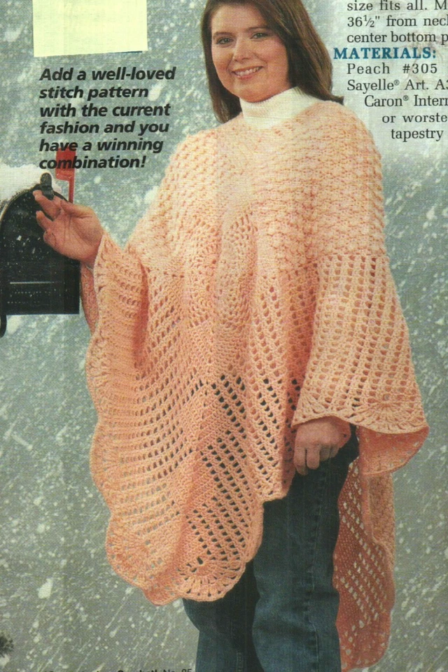 PONCHO PIÑA MUJER DIGEST TALLA CROCHET PATRÓN INSTRUCCIONES Foto 1 de 1