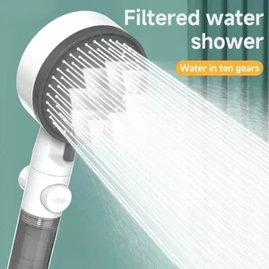 Cabezal de Ducha Alta Presión 8 Modos con Filtro de Agua Ajustable Una Tope de Llave - Imagen 1 de 6