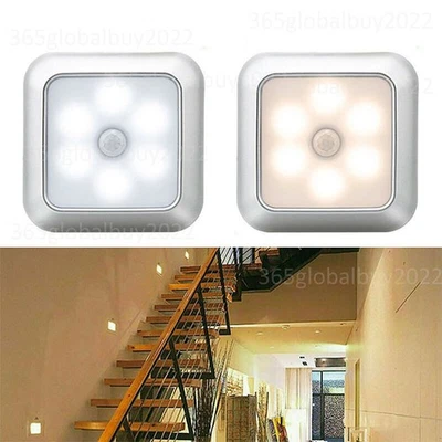 6LED Motion Sensor Lights PIR Wireless Night Light Cabinet Stair Nightlight Lamp - Image 1 of 4