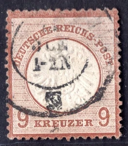ALEMANIA 1872 NINE KREUZER SCOTT #25a LILA-MARRÓN LIMPIO PERFS LUZ CANCELAR - Imagen 1 de 2