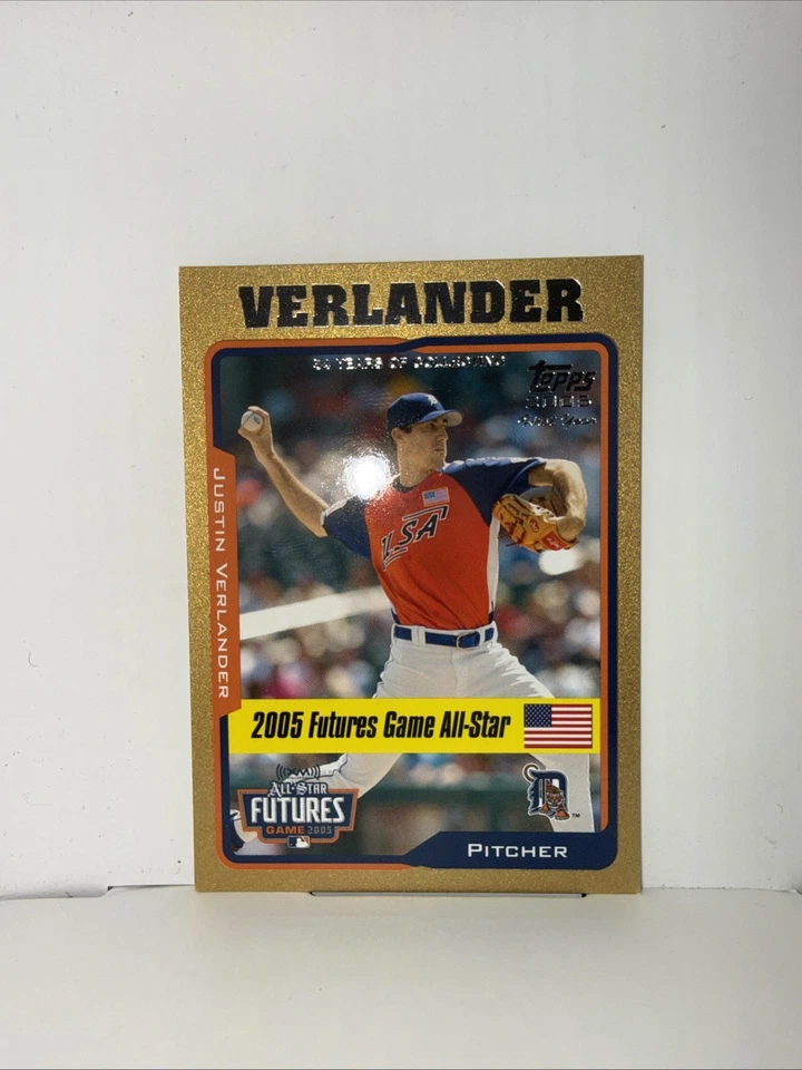 Topps Justin Verlander 2005 actualizaciones y aspectos destacados dorado 002/2005 SP #UH220 Foto 1 de 4