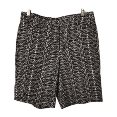 Bermudas Susan Graver Talla Grande 18W Estampadas Uptown Elastizadas Negras Blancas Cremallera Foto 1 de 4