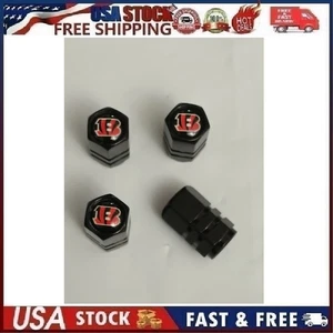 4PCS Black Cincinnati Bengals Car Tire Valve Caps Valve Stem Cover Black Style 1 - Picture 1 of 11
