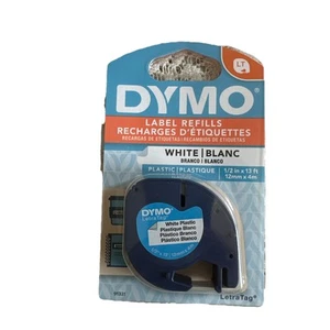 DYMO LetraTag Plastic Label Tape Cassette 1/2" x 13ft White 91331 Refills OEM LT - Picture 1 of 2