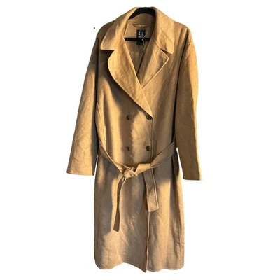GAP Oversized Wool Coat Camel Tan Double Breasted Belted L Tall - Image 1 of 4