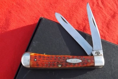 1965-69 Case XX USA 6254 Trapper Knife 4 1/8" Genuine PRETTY Red Bone Handles - Image 1 of 4