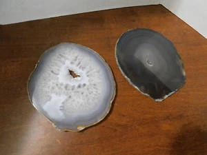 2-HERMOSAS REBANADAS DE GEODA DE ÁGATA AMBOS LADOS PULIDO TAMAÑO VARÍA 9,4 OZ-MADAGASCAR - Imagen 1 de 11