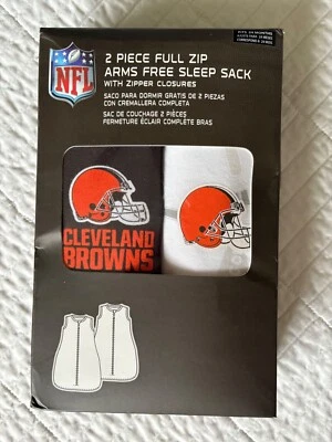 NFL Fútbol Bebé Saco de Dormir Cleveland Browns 2 Piezas Cremallera Completa Brazos Gratis 24 M NUEVO Foto 1 de 4