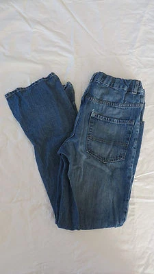 Pantalones de mezclilla semi-evase corte bota lavado piedra ajustable para niños talla 16 #1 Foto 1 de 4