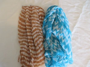 2er Set Infinity Schals rostweiß gestreift und blau weiß Chevron #7478 - Bild 1 von 5