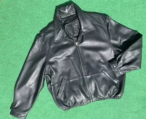 American Classics Men’s Black Leather Jacket XLarge XL Collar Pockets 640629 - Picture 1 of 10