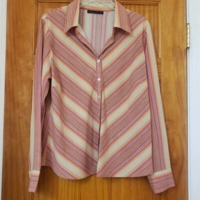 Top de manga larga con botones estampado de rayas Ninety para mujer, talla L Foto 1 de 4