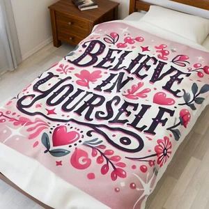 Believe In Yourself Samt Plüschdecke, Kuscheldecke, Inspirierend - Bild 1 von 5