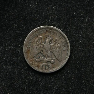 1891-Pi R Mexico 5 Centavos .903 Silver Coin (bb18005) - Picture 1 of 2