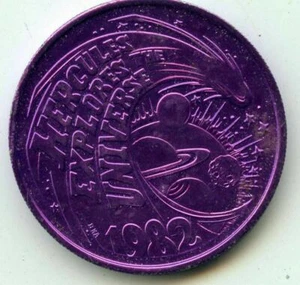 Mardi Gras Doubloon Krewe of Hercules 1982 Aluminum Purple 10 Gauge - Picture 1 of 2