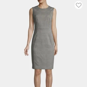 Calvin Klein Black White Red Plaid Stretch Crepe Sleeveless Sheath Dress Size 16 - Picture 1 of 13