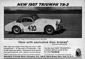 1957 Triumph TR-3 "Monza Race Track" Original Racing Ad - Picture 1 of 1