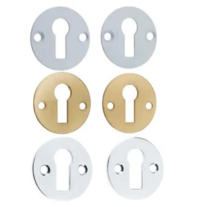 Round Escutcheons, Polished Aluminium/Brass/Chrome, 2Pk,Screws Included - Picture 1 of 4