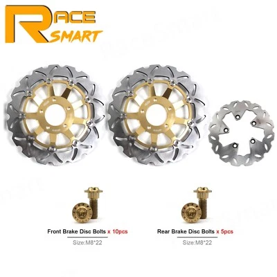 Front Rear Brake Disc Rotors + Mounting Bolts Screws For Suzuki RF600R 1993-1997 - Image 1 of 4