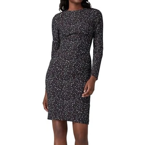 Schwarzes Halo Größe 16 XL Desoto strukturiertes Jacquardmuster Langarm Etuikleid - Bild 1 von 8