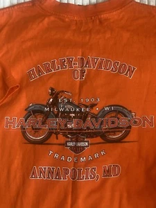 Harley-Davidson T-Shirt Large Annapolis, MD Orange - Picture 1 of 7
