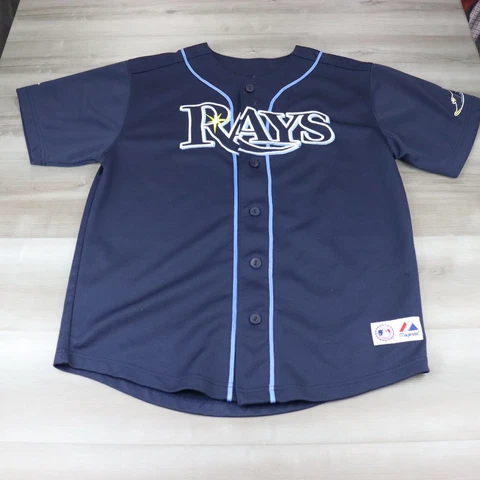Tampa Bay Rays Jersey Youth Boys 14 16 Blue Majestic Evan Longoria #3 MLB Logo Cover