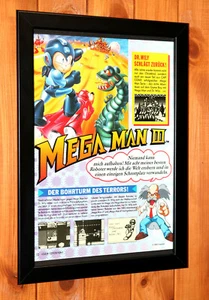 1992 Mega Man 3 III NES Capcom Vintage Small Rare Promo Poster / Ad Page Framed - Picture 1 of 3