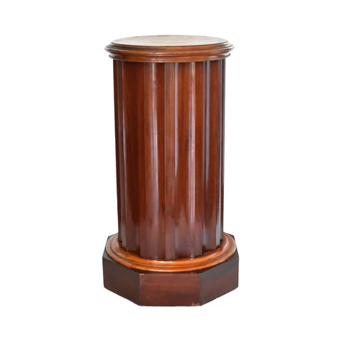 Antique 19th-Century Mahogany Column Table With Hidden Cupboard Cover