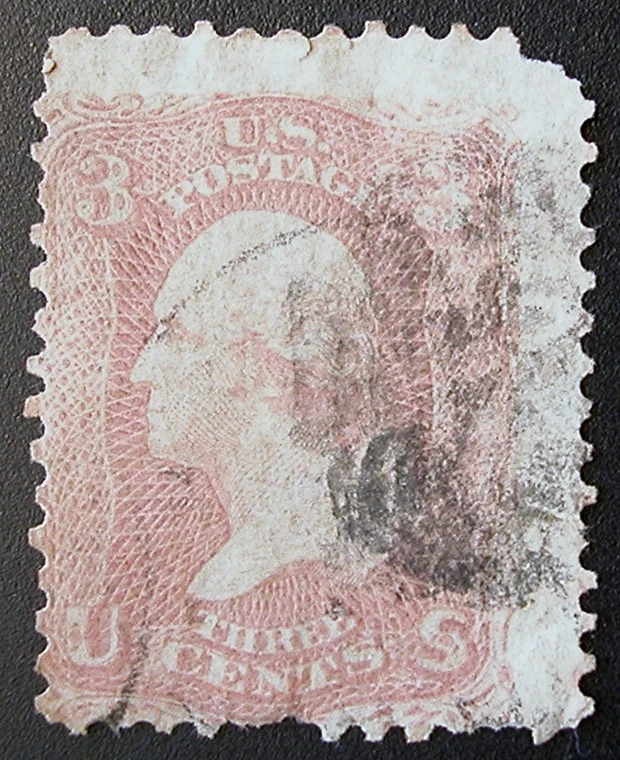 US Scott's #64 – Postage Stamp 1861 3c Washington, Pink - Image 1 of 2
