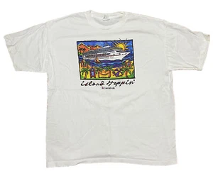 Vintage 90s Carnival Cruises T-Shirt White "Island Hoppin'" Sz XL Vacation Retro - Picture 1 of 6