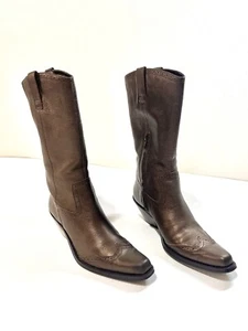 Coldwater Creek Boot Women 6.5 Western Brown Bronze Cowboy Cowgirl - Picture 1 of 12