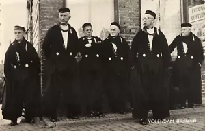 Dutch Sailors Stand on Sidewalk Volendam Holland Netherlands RPPC Postcard - Picture 1 of 2
