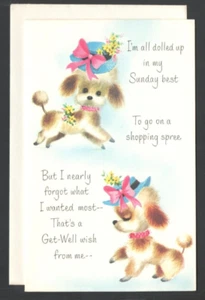 Vntg SUNSHINE LINE UnUsed GET WELL Card &Env Puppies "He Careth for YOU" 1 PETER - Picture 1 of 7