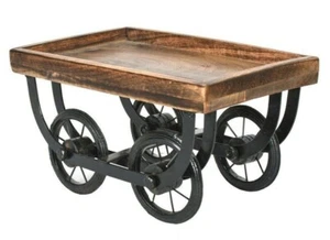 Handmade Wooden Serving Platter Thela With Wheels For Dining Table Serving Kart - Picture 1 of 3