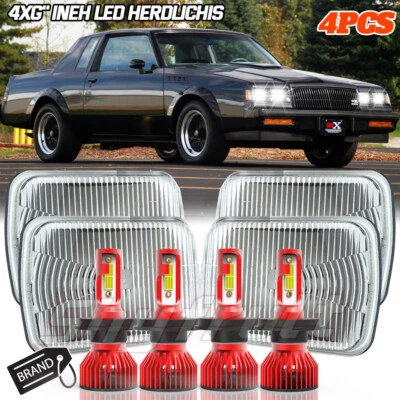Faros LED de haz alto/bajo H4666 para Buick Regal Grand National 1982-87 4X6" Foto 1 de 4