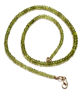 Natural Green Apatite Gems 3.5 to 5 mm Size Faceted Rondelle Beads 17" Necklace - Bild 1 von 6