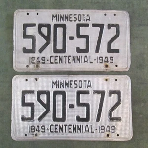 1949 Centennial Minnesota Targa Abbinata COPPIA Piastre Alluminio Waffled - Foto 1 di 1