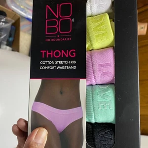 No Boundaries Womens 5-Pack Thong Underwear Stretch Rib Comfort Waistband XS NIB - Picture 1 of 6