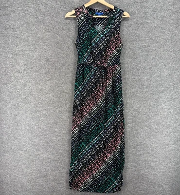 Apt. 9 Dress Women S Small Black Striped Maxi Long V-Neck Rayon Sleeveless - Image 1 of 4