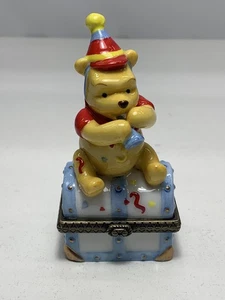 Disney - Winnie the Pooh- Hinged Porcelain Trinket Box - January - Collectible - Picture 1 of 7
