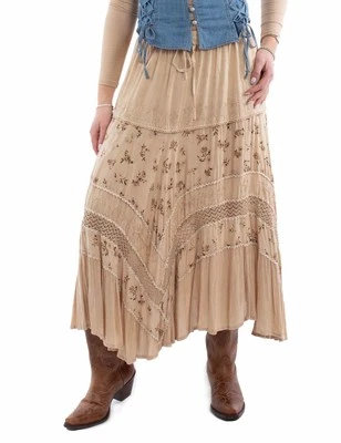Scully Womens Adorned Multi Panels Sand 100% Rayon Skirt - Image 1 of 3