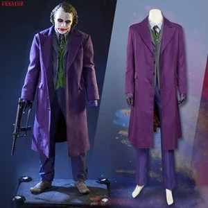 Batman Dark Knight Joker Cosplay Costume Trench Coat Jacket Vest Shirt Pants Set - Picture 1 of 13