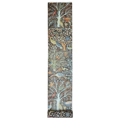 2'7"x23'7" Gray Afghan Peshawar Birds Design Hand Knotted Wool Runner Rug G20229 - Image 1 of 4