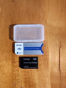 Lexar Memory Stick Duo Adaptor +512mb Lexar Magic Gate Memory Stick Pro Duo Card - Picture 1 of 12