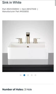 Ibisco 16-9/16 x 16-9/16 pollici Lavandino da bagno quadrato con attacco a vaso colore bianco 455855 - Foto 1 di 2
