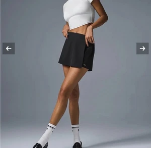 Alo Clubhouse Skort Womens Extra Small Black Wrap High Rise Elastic Waist Tennis - Picture 1 of 13