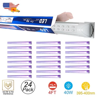 24件装UV Led黑色灯条4英尺40瓦天花板灯具T8 LED灯管舞台照明 — 第 1/4 张图片