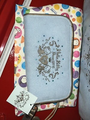 Rara Cartera Sanrio Hello Kitty Azul Gamuza con Borde Dorado Estrás 76 2005 Foto 1 de 3