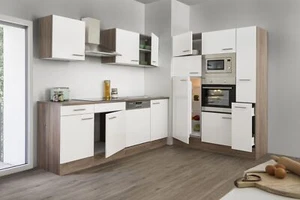 Küche Küchenzeile Leerblock Einbauküche Eiche York Weiß Oliver 370 cm Respekta - Bild 1 von 10